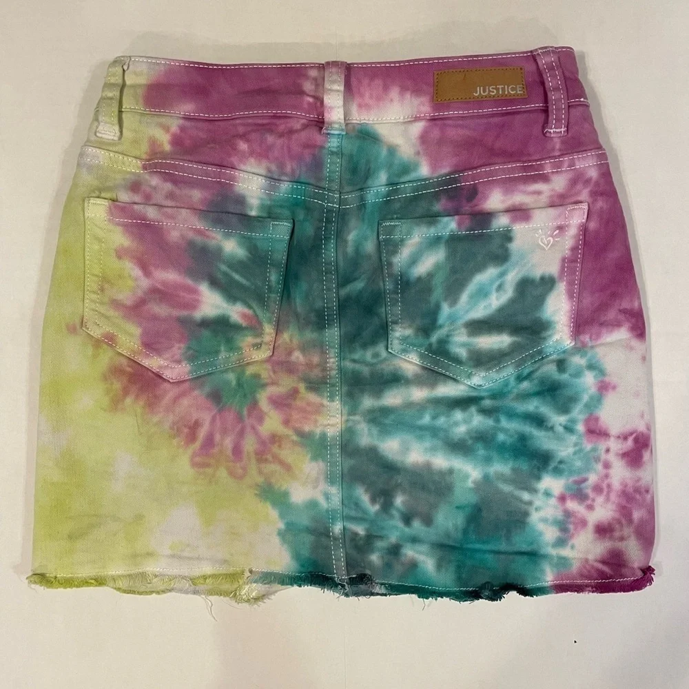 Justice tie-dye denim skort girls size 10